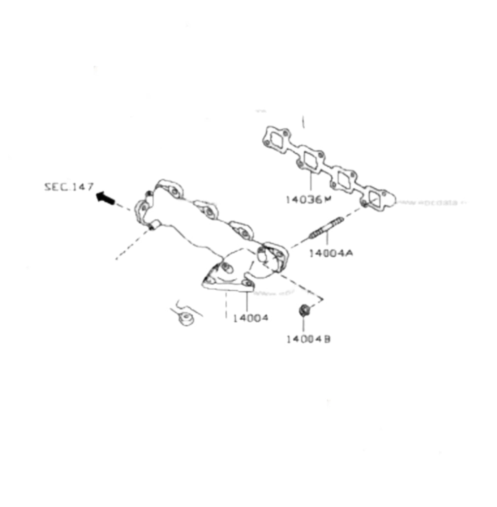 Colector de escape Nissan Navara D40T THAI YD25DDTI ORIGINAL con kit de juntas, espárragos y tuercas
