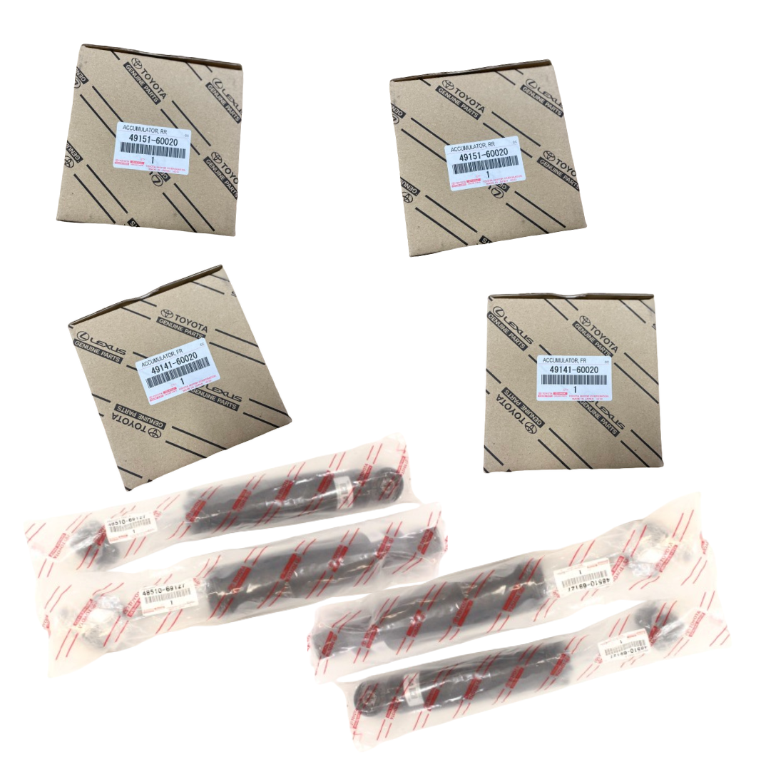 48510-69127 Genuine Land Cruiser 100 98-07 Suspension Shock & Accumulator Set of 8